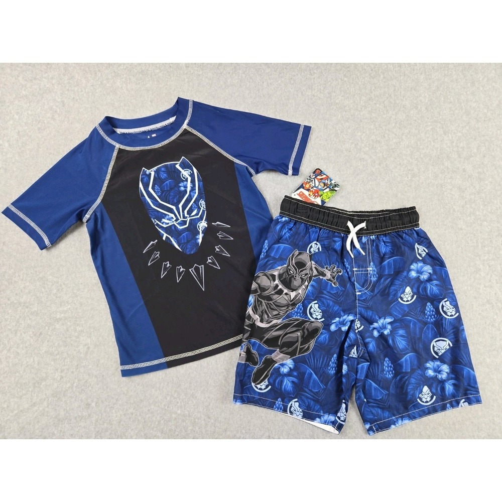 Avengers Bathing Suit Boys‎ 2 pc Swim Set Size Medium Rash Guard Top Trunks NWT